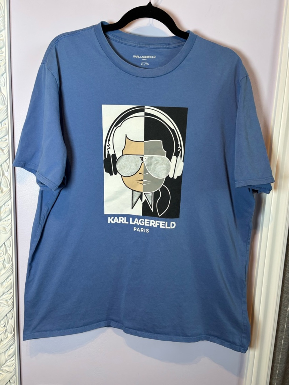 Karl Lagerfeld Light Blue Cotton Tee Size XL